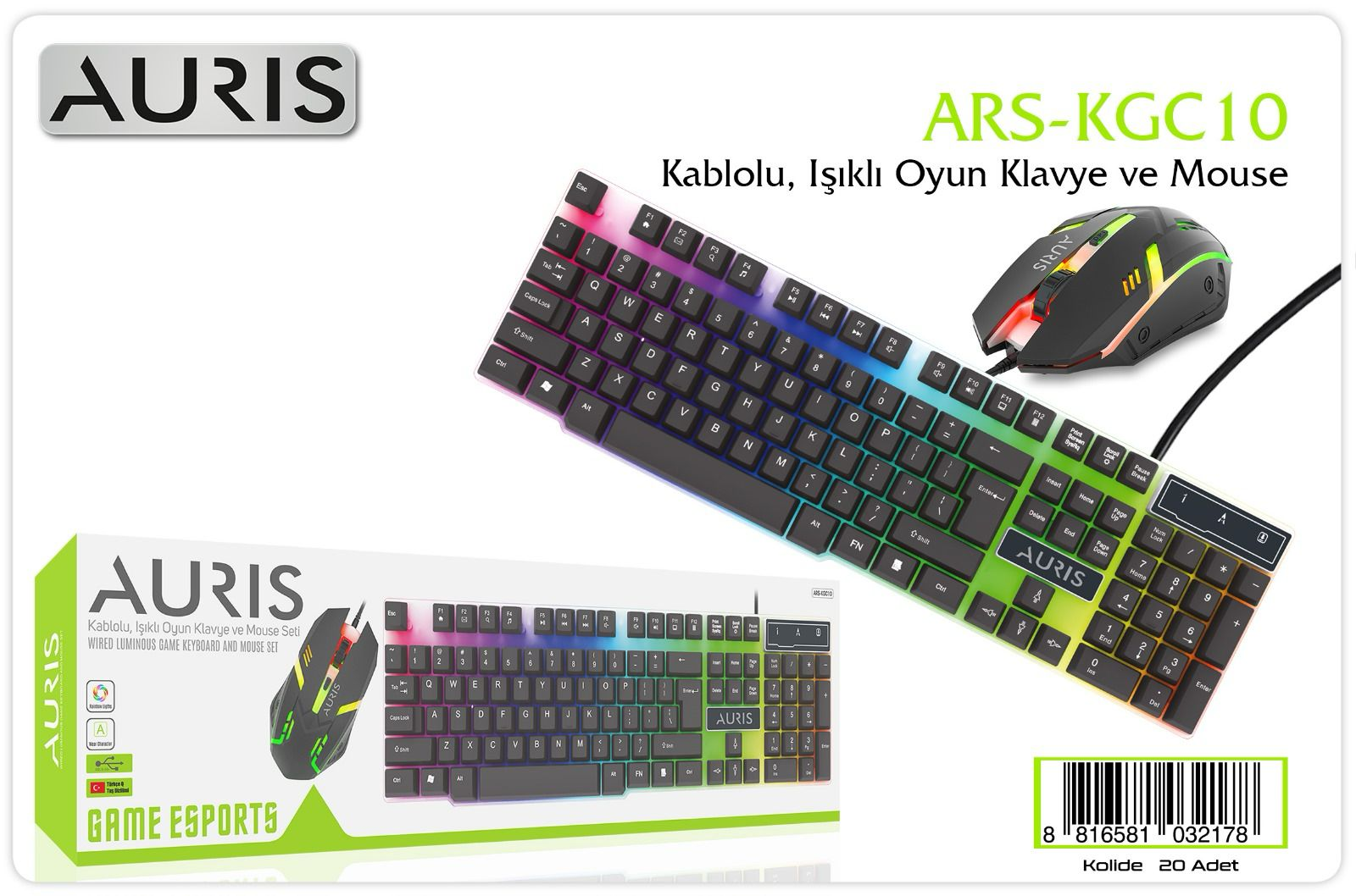 KGC10 KABLOLU IŞIKLI OYUN KLAVYE - MOUSE